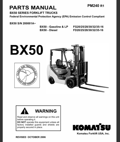 Product picture Komatsu BX50 Series Forklift Parts Catalog PDF Download