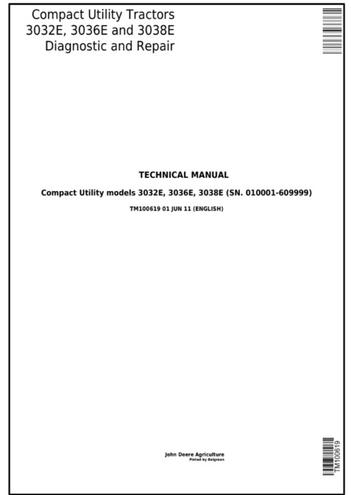 Product picture TM100619 - 3032E 3036E 3038E John Deere Utility Tractor Diag